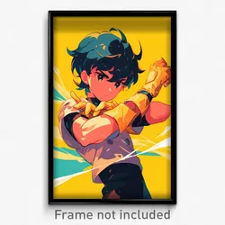 Anime Art Poster - Boy Feeling Focused Wearing Lively Yellow Gloves (Print)
