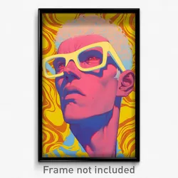 Art Poster - Man Feeling Anger Wearing Rosy White Framed Eyewear (Print)