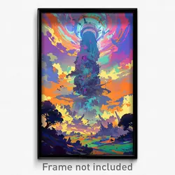 Art Poster - Infinite Chimney (Psychedelic Trippy Weird 11x17 Cartoon Print)