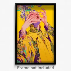 Art Poster - Boy Feeling Awe Wearing Yellow Vampire Costume (Print)