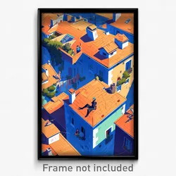 French Movie Poster - Flat Rooftops (France Psychedelic Art Retro Film Print)