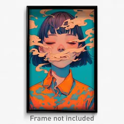 Anime Art Poster - Girl Feeling Ennui Wearing Natural Detached Collar (Print)
