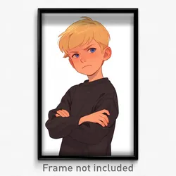 Art Poster - Boy Feeling Angry Wearing Immaterial Black Sweater (Art Print)