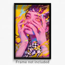 Movie Art Poster - Woman Feeling Desire, Cute Checkered Necktie (Film Print)
