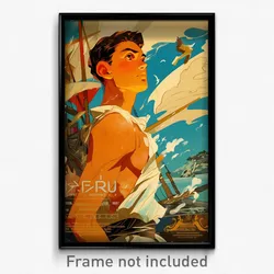 French Movie Poster - Boy Feeling Dumbstruck, Cheery White Sarong (Art Print)