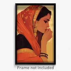 Bollywood Movie Poster - Woman Feeling Spite, Candid Alternate Headwear (Print)