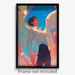 Art Poster - Boy Feeling Politeness Wearing Expensive Feathered Wings (Print)