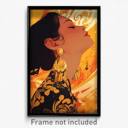 Indonesian Movie Poster - Woman Feeling Elation, Glass Gold Earrings (Art Print)