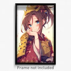 Anime Art Poster - Woman Feeling Dazed Wearing Fabulous Japanese Armor (Print)