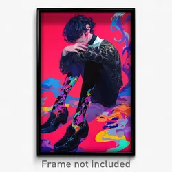 Art Poster - Boy Feeling Sullenness Wearing Black Argyle Legwear (Art Print)