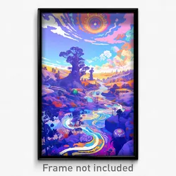 Art Poster - Novel Island (Psychedelic Trippy Weird 11x17 Cartoon Print)