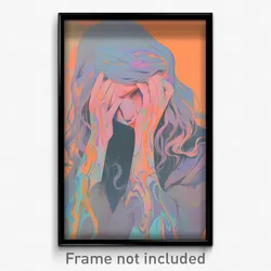 Art Poster - Girl Feeling Lonely Wearing Superb Grey Dress (Print)