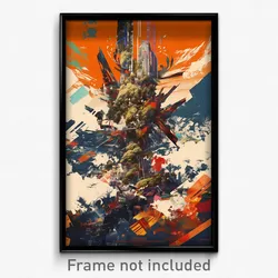 Chinese Movie Poster - Glitch Art Aurora (China Retro Film Art Print)