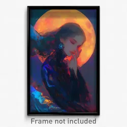 Art Poster - Realistic Moon (Psychedelic Trippy Weird 11x17 Print)