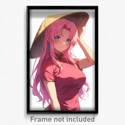 Anime Art Poster - Girl Feeling Courage Wearing Handmade Bowl Hat (Print)
