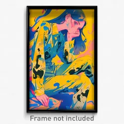 Art Poster - Girl Feeling Puzzled Wearing Simplistic Jumpsuit (Print)