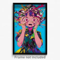 Anime Art Poster - Boy Feeling Shocked Wearing Burly Multicolored Dress (Print)