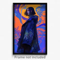 Anime Art Poster - Woman Feeling Unsettled Wearing Zesty Blue Coat (Print)
