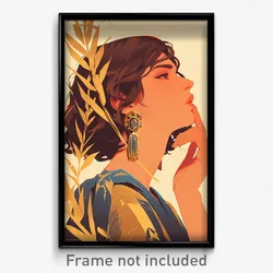 Greek Movie Poster - Girl Feeling Self Understanding. Feather Earrings
