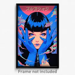 Movie Art Poster - Girl Feeling Insecurity, Spherical Blue Gloves (Film Print)
