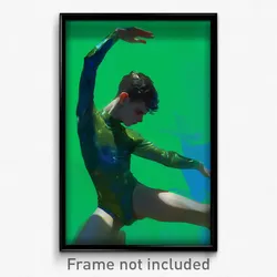 Art Poster - Boy Feeling Persevering Wearing Fancy Green Leotard (Print)