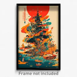 Spanish Movie Poster - Red Boat (Spain Psychedelic Trippy Art Retro Film Print)