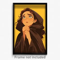 Mexican Movie Poster - Girl Feeling Surprise, Homely Brown Cloak (Art Print)