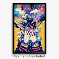 Movie Art Poster - Boy Feeling Overwhelmed, Striped Fur Trimmed Gloves (Print)