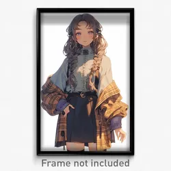 Anime Art Poster - Woman Feeling Thankful Wearing Crafty Edgy Clothes (Print)