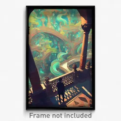 Art Poster - Cavernous Balustrade (Psychedelic Trippy Weird 11x17 Cartoon Print)