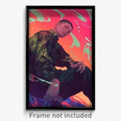 Art Poster - Man Feeling Content Wearing Loud Elbow Gloves (Print)