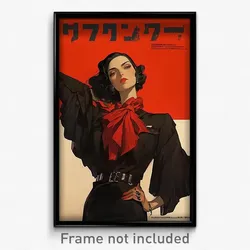 Movie Art Poster - Woman Feeling Expectancy, Fluffy Red Ascot (Retro Film Print)