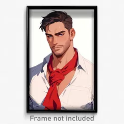 Art Poster - Men Feeling Confident Wearing Flustered Red Neckwear