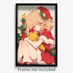 Anime Art Poster - Girl Feeling Annoyance Wearing Heartfelt Santa Gloves (Print)