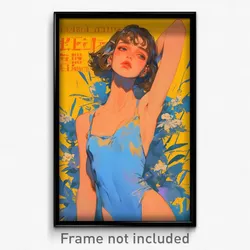 Russian Movie Poster - Girl Feeling Loathing, Unkempt Blue Bodysuit (Art Print)