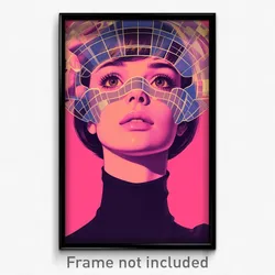 Movie Art Poster - Woman Feeling Paranoid, Silver Plaid Headwear (Film Print)