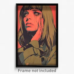 German Movie Poster - Girl Feeling Depressed, Webbed Brown Coat (Art Print)