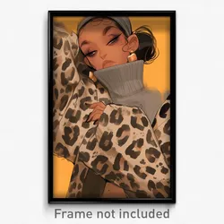 Art Poster - Leopard Feeling Alarmed Wearing Bashful Grey Sweater