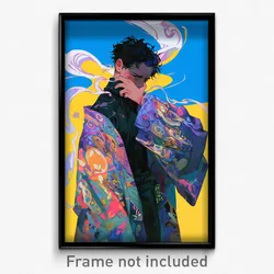 Anime Art Poster - Man Feeling Bitter, International Multicolored Kimono (Print)