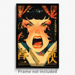 Chinese Movie Poster - Woman Feeling Infuriated, Well Off Striped Ribbon (Print)
