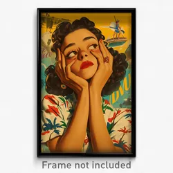 Brazilian Movie Poster - Woman Feeling Restlessness, Whimsical Button Badge
