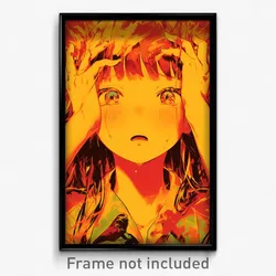 Anime Art Poster - Girl Feeling Disbelief Wearing Aged Orange Headwear (Print)