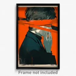 German Movie Poster - Boy Feeling Greed, Modern Orange Ribbon (Art Print)