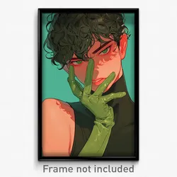 Anime Art Poster - Boy Feeling Hatred Wearing Glamorous Green Gloves (Print)