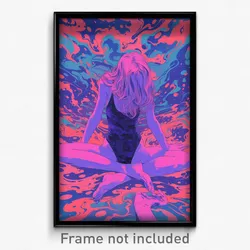 Icelandic Movie Poster - Woman Feeling Acceptance, Fluid Purple Leotard (Print)
