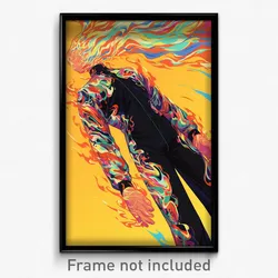 Anime Art Poster - Man Feeling Loopy, Enchanting Multicolored Bodysuit (Print)