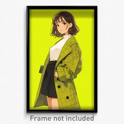 Anime Art Poster - Woman Feeling Trust Wearing Zesty Green Coat (Print)