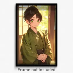 Anime Art Poster - Boy Feeling Kind Wearing Posh Green Kimono (Print)