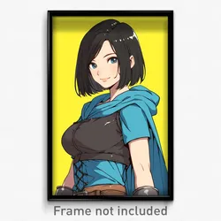 Anime Art Poster - Woman Feeling Amusement Wearing Zealous Hooded Vest (Print)
