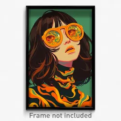 Art Poster - Girl Feeling Fury Wearing Sophisticated Orange Goggles (Print)